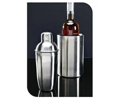 Excellent Houseware „Puikus namų apyvokos reikmenų barmeno dovanų rinkinys, 2 dalys: plaktuvas ir ledo kibirėlis, nerūdijančio plieno