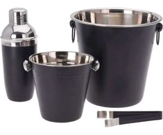 Excellent Houseware Plieninis kokteilių gaminimo rinkinys 4 vnt. juodas