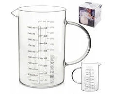 Excellent Houseware Küchenmessbecher Messbecher Messkanne aus Glas 1 L