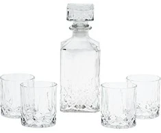 Excellent Houseware Viskio dekanteris ir stiklinių stiklinė 900 ml + 4x230 ml 5 vnt.