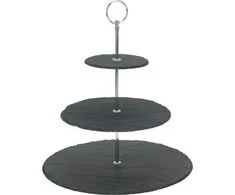 Excellent Houseware Akmens juoda serviravimo lėkštė 3 aukštų 31 cm