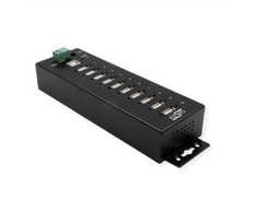 HUB USB Exsys EXSYS EX-1170HMVS 10 portų metalinis USB 2.0 koncentratorius, apsauga nuo viršįtampių 15KV