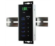 EXSYS EX-1185HMVS-WT metalinis USB 3.0 šakotuvas, 4 prievadų, DIN bėgelis, darbinė temperatūra nuo -40 °C iki 85 °C.
