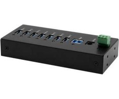 „Exsys EX-11247HMS“ 7 prievadų USB 3.2 „Gen 1“ šakotuvas, montuojamas ant DIN bėgelio ir montuojamas ant sienos, naudojant VIA VL813 mikroschemų rinkinį