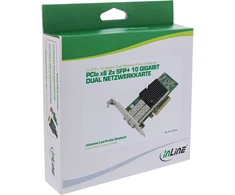 Exsys „InLine®“ dvigubas 10 gigabitų tinklo adapteris, 2x SFP+, PCIe x8, įskaitant žemo profilio pagrindinę plokštę