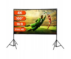 Projektorius EXTRALINK FOLDABLE Projektoriaus ekranas 100" 16:9, 220x125cm, Baltas, WITH STAND, PSF-100