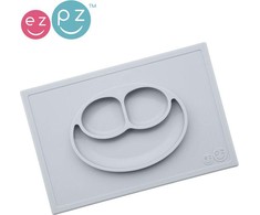 EZPZ silikoninė plokštelė su padu 2in1 Happy Mat, pastelinė pilka