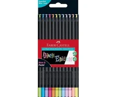 Spalvoti pieštukai Faber-Castell Juodas Edition, 12 neoninių ir pastelinių spalvų