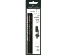 Medžio anglies pieštukų rinkinys Faber-Castell PITT, S, M, H, 3vnt