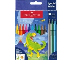 Spigen Faber-Castell - Flomasteriai su dinozaurų simbolika, 10 + 3 su lipdukais (554214)
