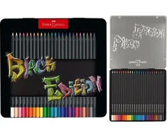 Spalvoti pieštukai Faber-Castell Juodas Edition, 24 ryškių spalvų, metalinėje dėžutėje