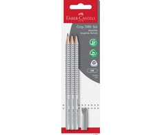 Faber-Castell FABER-CASTELL Bleistift Grip 2001 HB 3x +Radierer BK