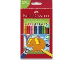 Spalvoti pieštukai Faber-Castell Jumbo, Tribriauniai, 12 spalvų