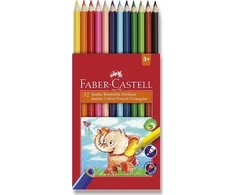 Spalvoti pieštukai Faber-Castell Jumbo, Tribriauniai, 12 spalvų