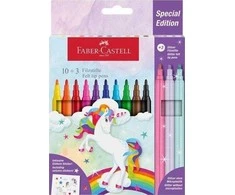 Flomasteriai Faber-Castell Unicorn, 10+3 spalvų + lipdukai