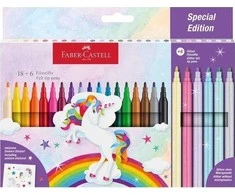 Faber-Castell – flomasteris vienaragis 18+6 + lipdukai (554221)