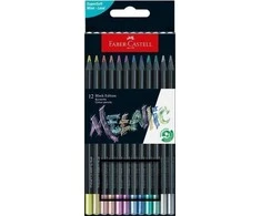 Värvipliiatsid Faber-Castell Juodas Edition 12-värvi metallic värvid