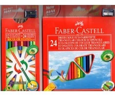 Spalvoti pieštukai Faber-Castell Eco. tribriauniai. 12 spalvų. su drožtuku
