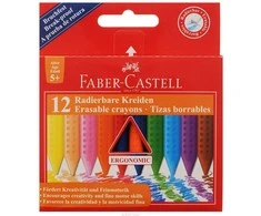 Plastikinės kreidelės Faber-Castell Grip, tribriaunės, 12 spalvų