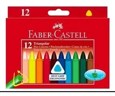 Vaškinės kreidelės Faber-Castell, tribriaunės, 12 spalvų