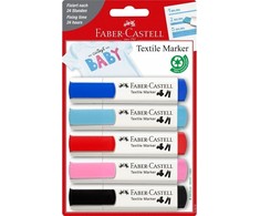 Tekstilės žymeklių rinkinys Faber-Castell, vaikų drabužiams, 5 spalvos