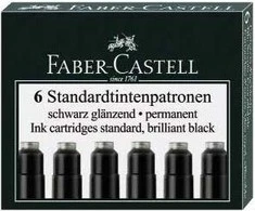 Rašalo kapsulės Faber-Castell, 6 vnt, juodos spalvos
