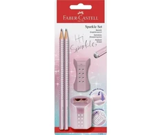 Faber-Castell Pieštukas 2 vnt. + trintukas + drožtukas Sparkle Cosmic rožinis