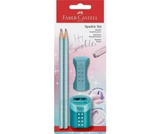 Faber-Castell Pieštukas 2 vnt. + trintukas + drožtukas Sparkle Cosmic turkio spalvos