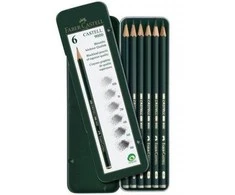 Pieštukai eskizavimui Faber-Castell 9000 Grafit Set, HB/B/2B/4B/6B/8B, 6 vnt.