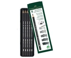 „Faber-Castell“ pieštukai, grafito akvarelė, 5 dalių metalinė pakuotė „Faber-Castell“ (117805 FC)