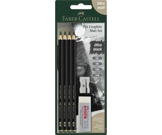 Faber-Castell Ołówki Pitt Graphite Matt 4vnt. su gumką i temper
