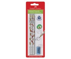 Faber-castell pieštukai su trintuku, 3 vnt., jūros motyvai