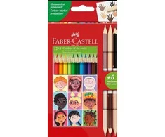 Faber-Castell Pasaulio vaikų trikampės kreidelės, 12+3 spalvos