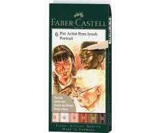 Rašikliai piešimui Faber-Castell PITT Artist Pen B, Portree, teptukiniai, 6 spalvos