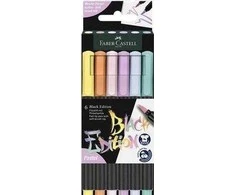 Teptukiniai rašikliai Faber-Castell Juodas Edition, pastelinių 6 spalvų