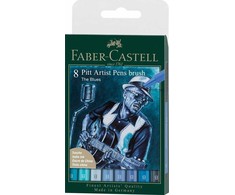 Rašikliai piešimui Faber-Castell Pitt Artist Pen The Blues, 8vnt