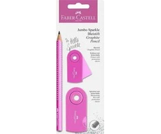*Pieštukų rinkinys Faber-Castell Jumbo Sparkle, su drožtuku ir trintuku, rožinės spalvos
