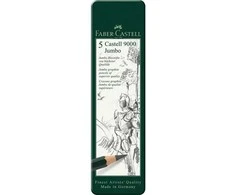 Pieštukai Faber-Castell 9000 Jumbo, 5vnt, metalinėje dėžutėje