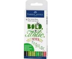 Faber-Castell Rinkinys Pitt Artist Pen Handlettering 6szt. w etui odcienie zieleni