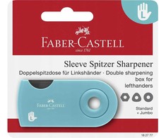Drožtukas Faber-Castell Sleeve, su konteineriu, 2-jų skylučių, kairiarankiams, blisteryje