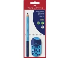 Faber Rinkinys: 2001 m. grip jumbo pieštukas, dvigubas drožtukas, mišrių spalvų blisterinė pakuotė, Faber-Castell [0 0]