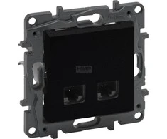 FAELZ Dvigubas kompiuterio lizdas Legrand Niloe 863560 RJ45 kat.5e UTP juodas