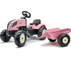 Vaikiškas pedalinis traktorius Falk Country Star 2056L, su priekaba, rožinis