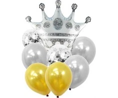 Falontech Balionų rinkinys Crown sidabrinis 9vnt