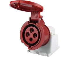 FAMATEL Fiksuotas lizdas 32A 4P 400V raudonas IP44 ECO SpeedPRO 23396