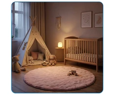 Family Fabrics Apvalus kilimas Rabbit Bubble 120 cm, rožinis - pliušinis, minkštas svetainei ir miegamajam