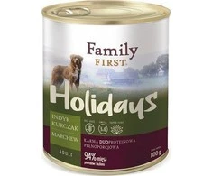 Drėgnas Šunų Maistas - Family First Holidays Kalakutiena ir Vištiena 800g