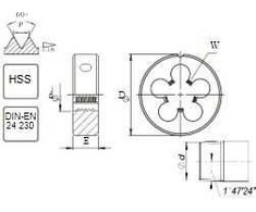 Fanar Srieginė sriegė NPT 1'' -11.1/2 DIN-24230 HSS 800 (N1-121001-4639)