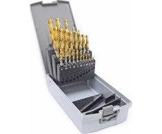 Fanar grąžtas GRĄŽŲ RINKINYS NWKA FI 1.00-10.00MM 24PC CZW-24 HSSE TIN INOX