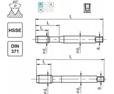 Fanar KŪGINIS UNF 3/8-24 DIN-371C R40 (2B) HSSE 800